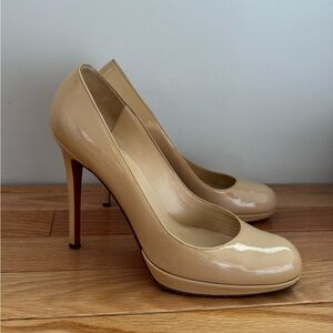 Christian Louboutin Nude Patent Platform High Heel Pumps Size 8.5